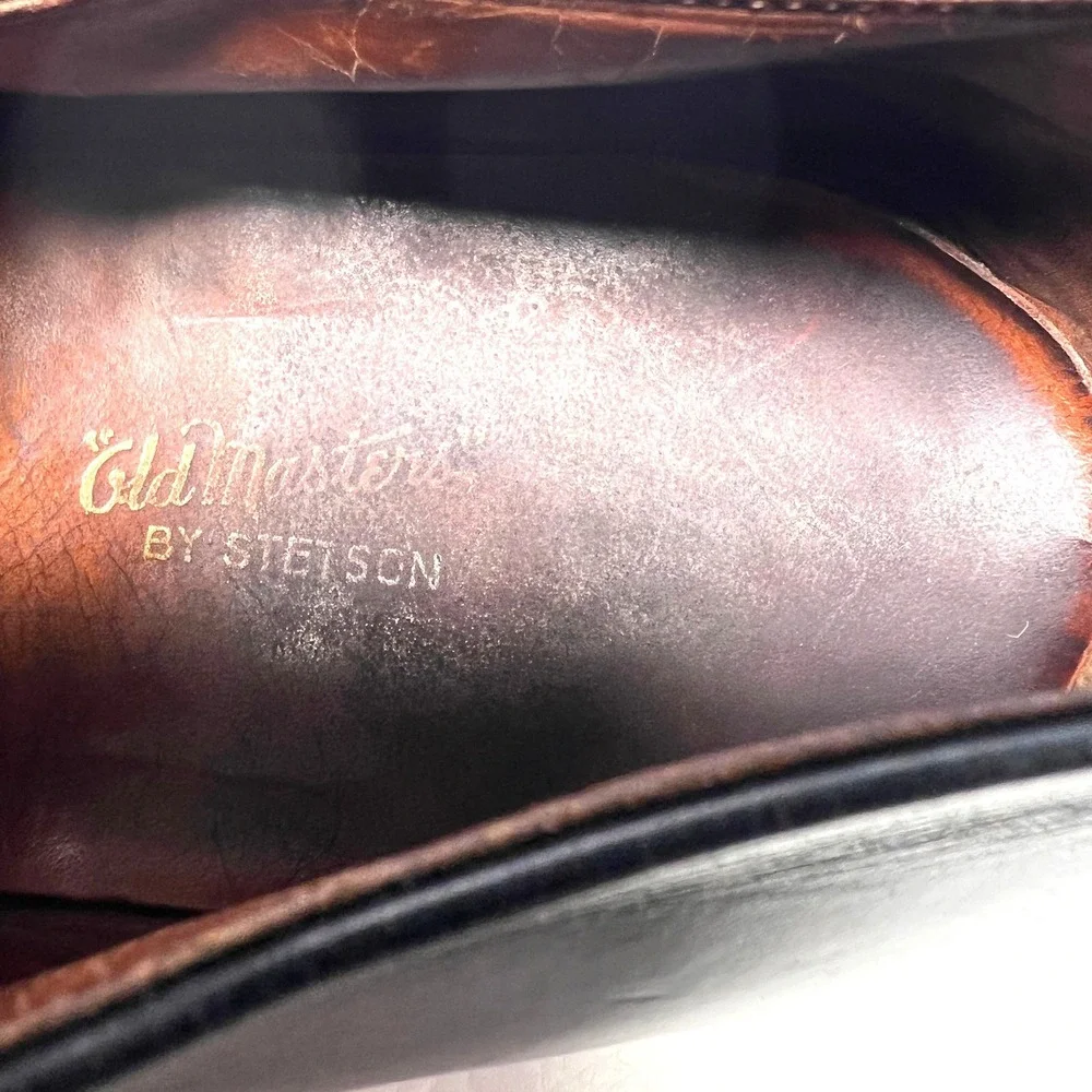 Stetson Old Masters Derby Shoes Mens 13 B Black Leather Plain Toe Vtg Heritage - Picture 14 of 16